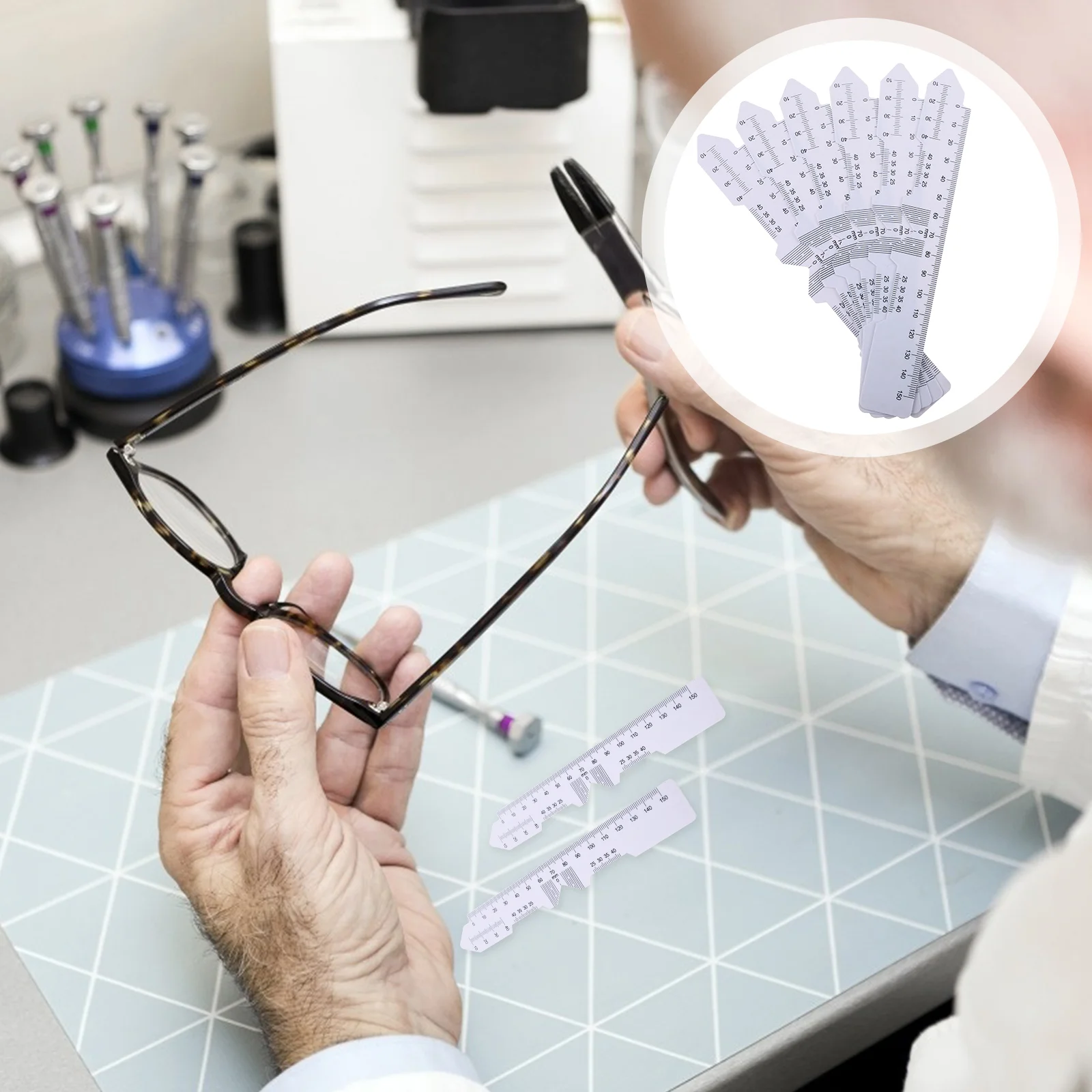 6-шт офтальмологические инструменты зеркало для глаз пупиллярная линейка