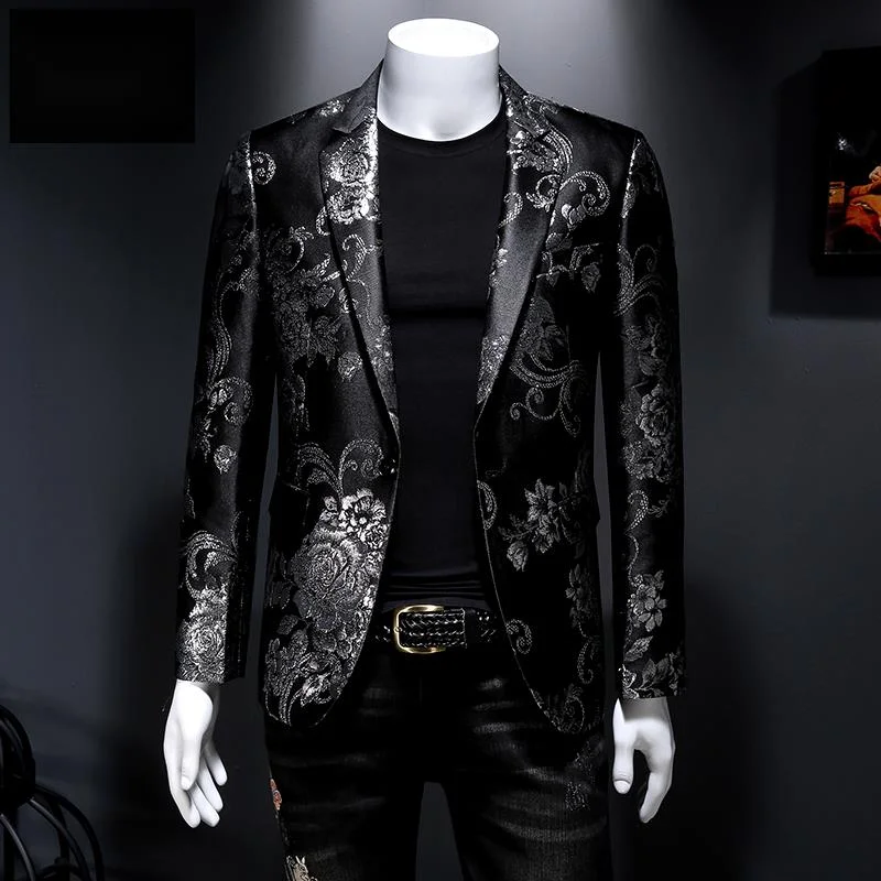 

2022 High Quality Men's Suit Jacket Fashion Printing New Casual Wedding Stage Party Business Casual Suit Flower Coat S-5XL