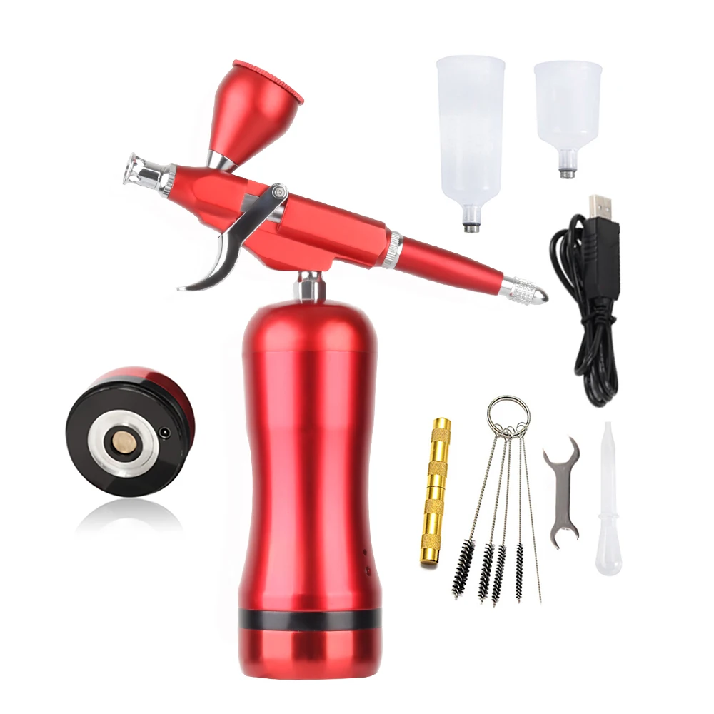 Easy Use Replace Battery Cordless Portable Airbrush Compressor Auto Start Stop Wireless Personal Air brush Kit Ladys Gifts