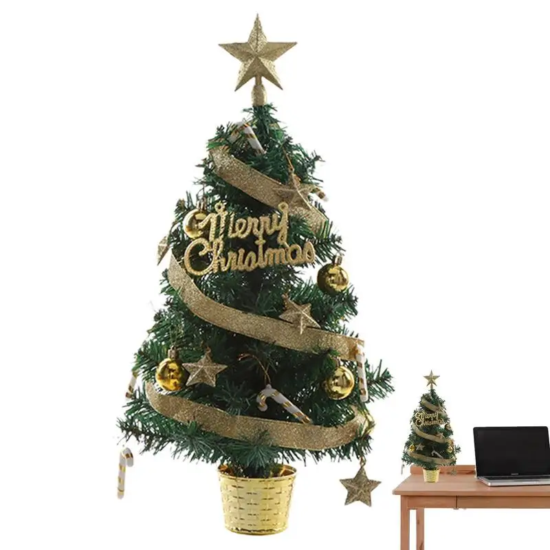 

Christmas Tree Tabletop Festive Christmas Tree With LED Lights And Top Ornament Mini Christmas Tree Set DIY Christmas