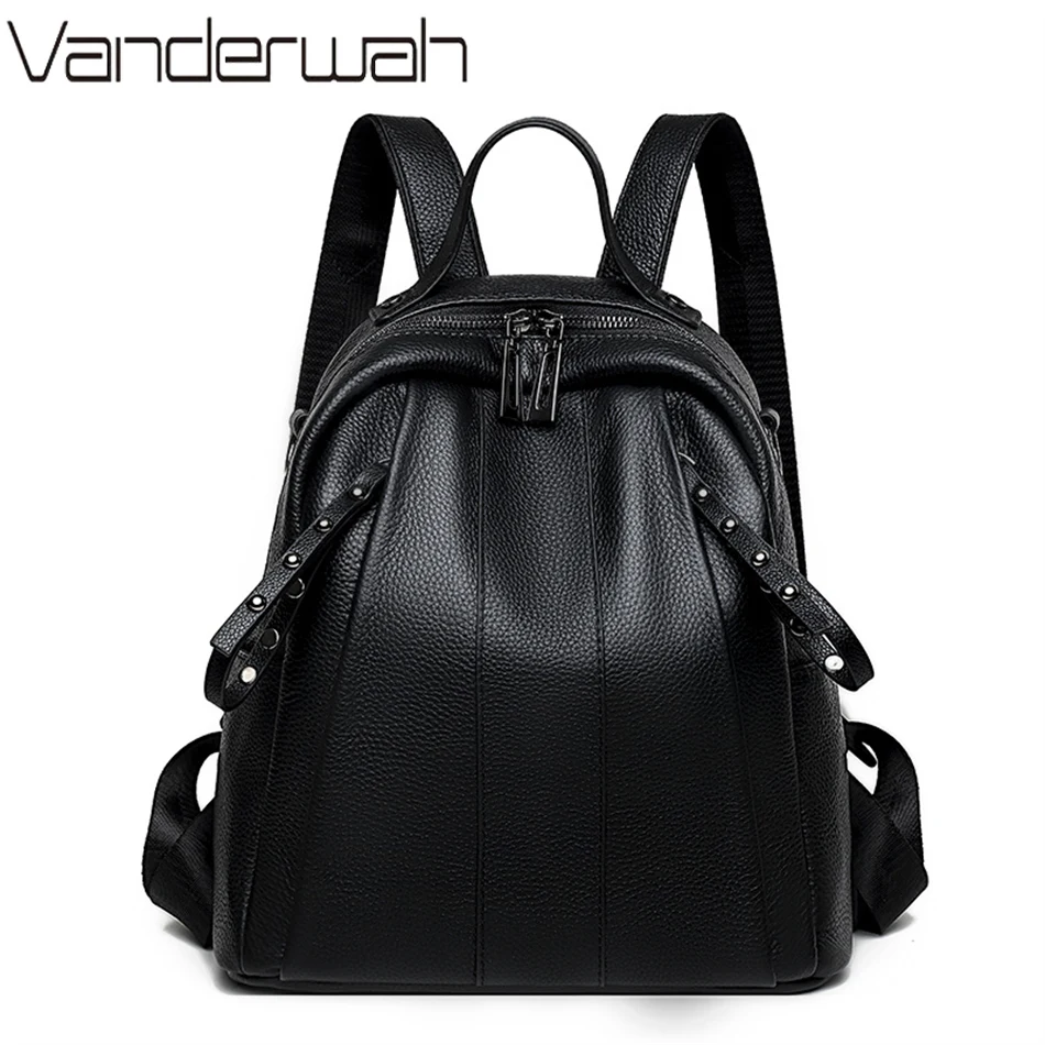 

Genuine Leather Luxury Women Backpack 100% Cowhide Large Capacity Bookbags for Teen Girls High Quality Female Rucksack Mochilas