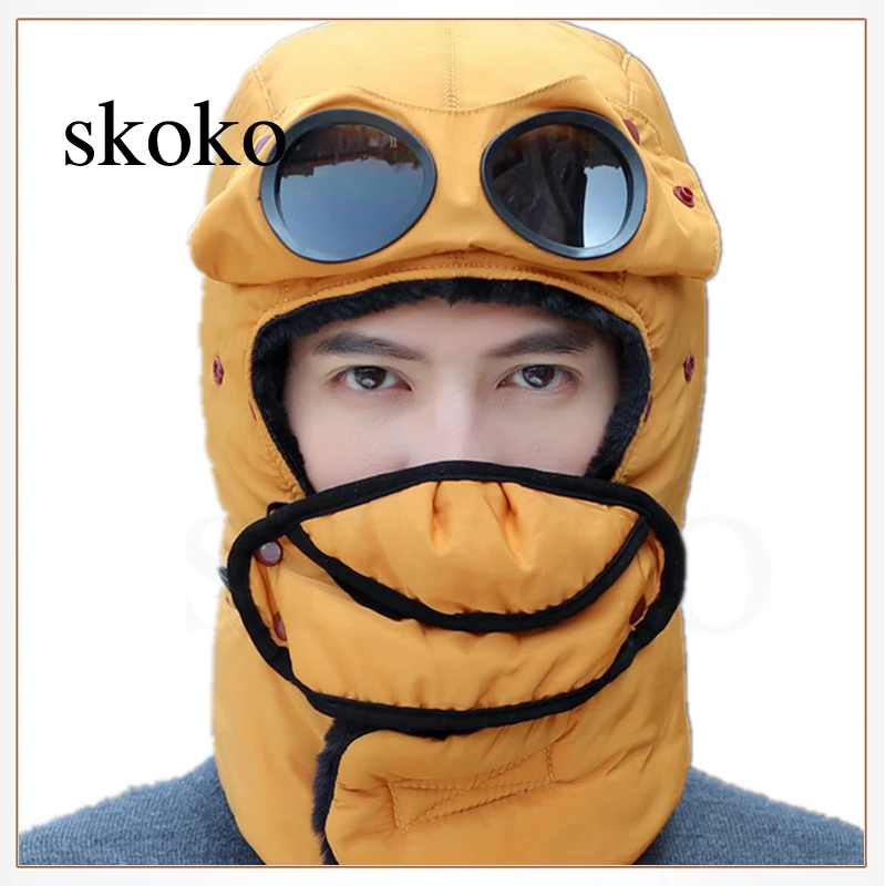 

New Popular Ski Cap Men And Women Winter Warm Thickened Sunglasses Ear Protection Cap Cold Neck Protection Mask Cap