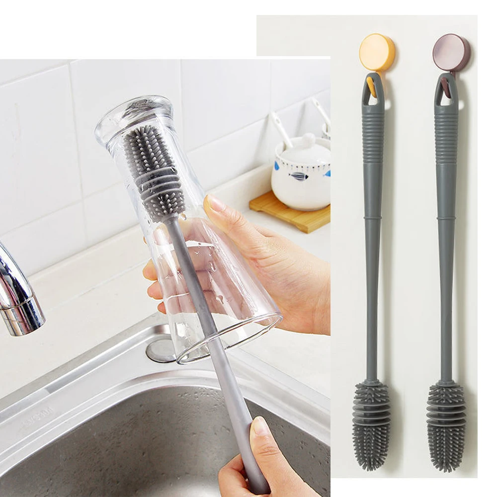 

Silicone Cup Brush Cup Scrubber Glass Cleaner Kitchen Cleaning Tool Long Handle Drink Wineglass Bottle Glass Cup Cleaning Brush