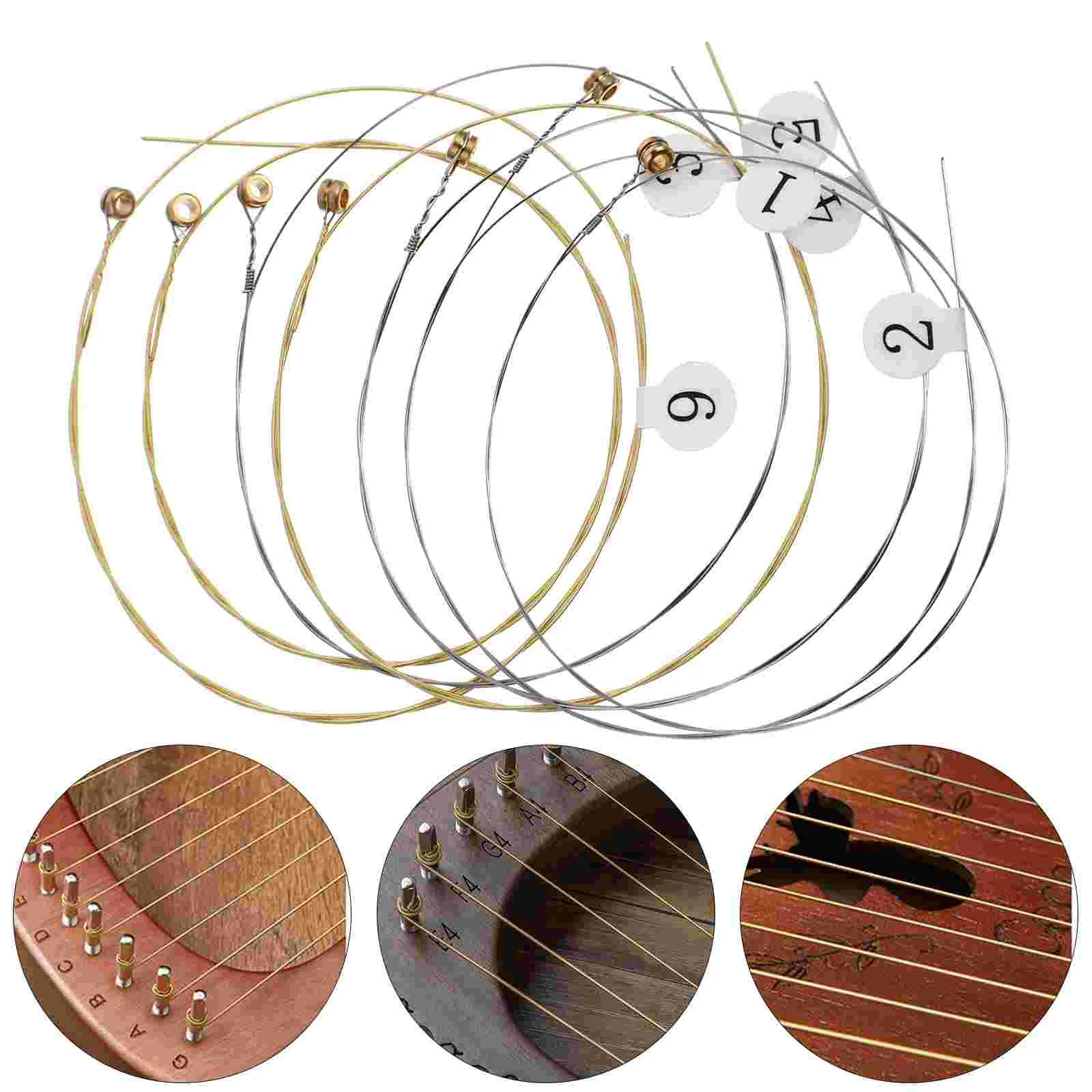 

7pcs Lyre Harp String Replacement Metal String Musical Instrument Accessories for Lyre Harp Harpsichord Dulcimer Zither