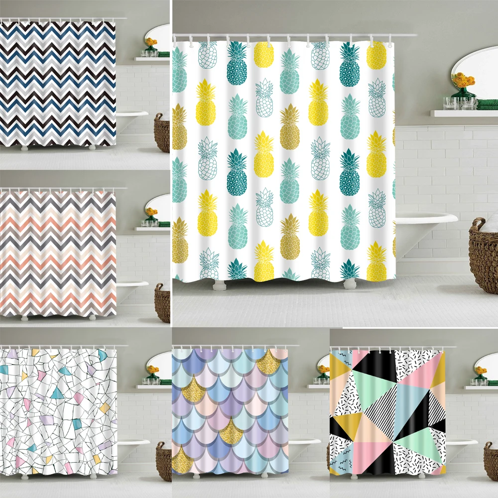 

Home Decor Geometric Stripes Wave Print Shower Curtain Waterproof Polyester Shower Curtain cortina de la ducha