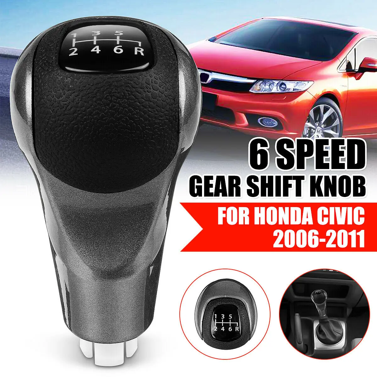 

6 Speed Car Manual Gear Shift Knob Sleeve Adapter Lever for Honda Civic DX EX LX 2006-2011 Auto Accessories