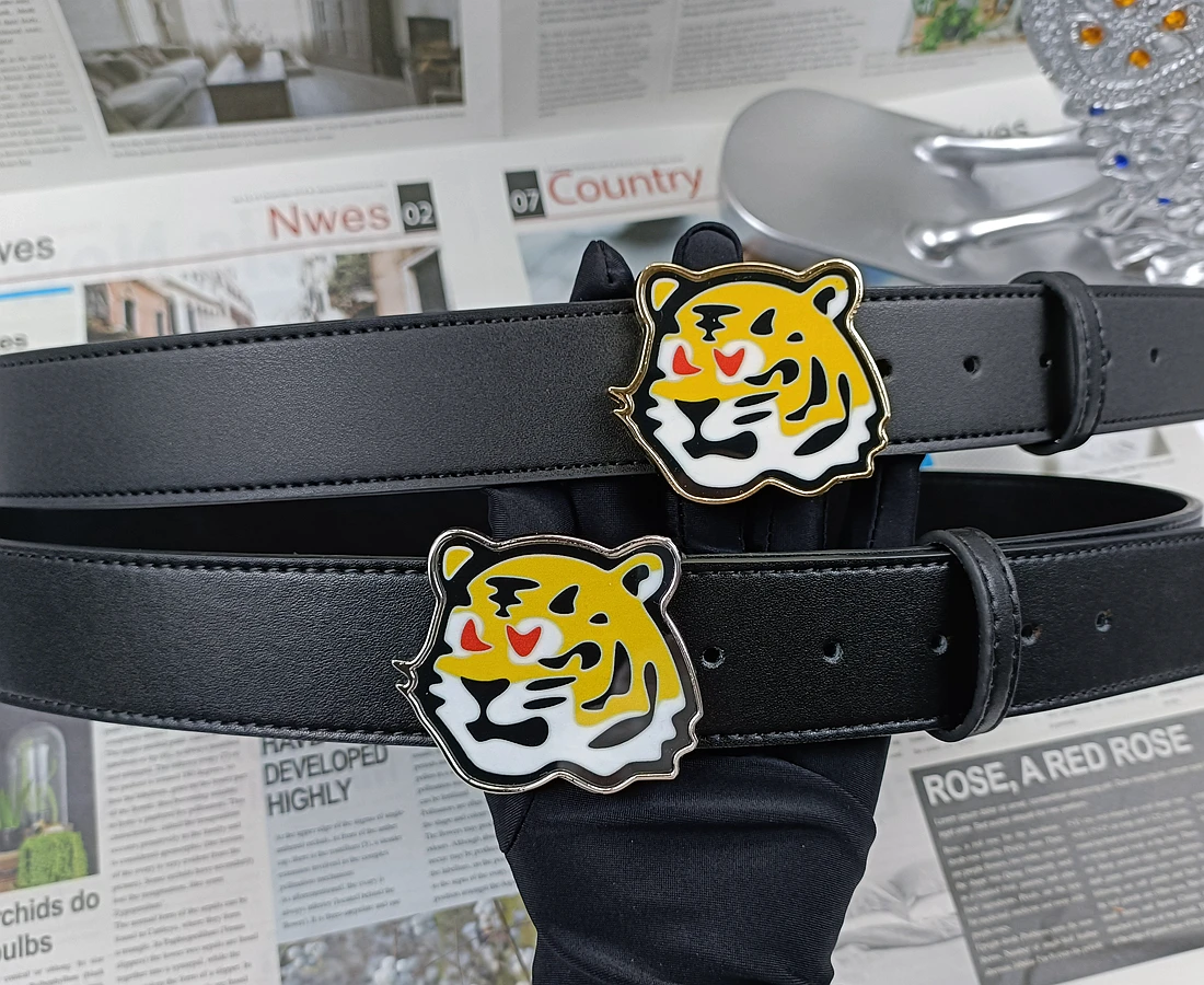 

Ремень мужской/женский, с тигровой пряжкой, из воловьей кожи