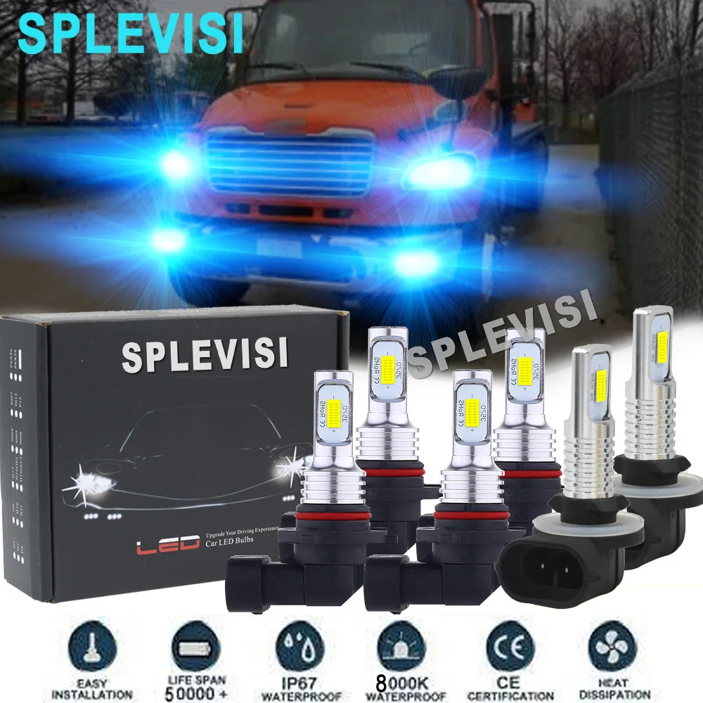 LED Headlight Fog Light Hi Low Beam Bulbs Car Lights Ice blue For Freightliner Business Class M2 106 2017  faros led para auto