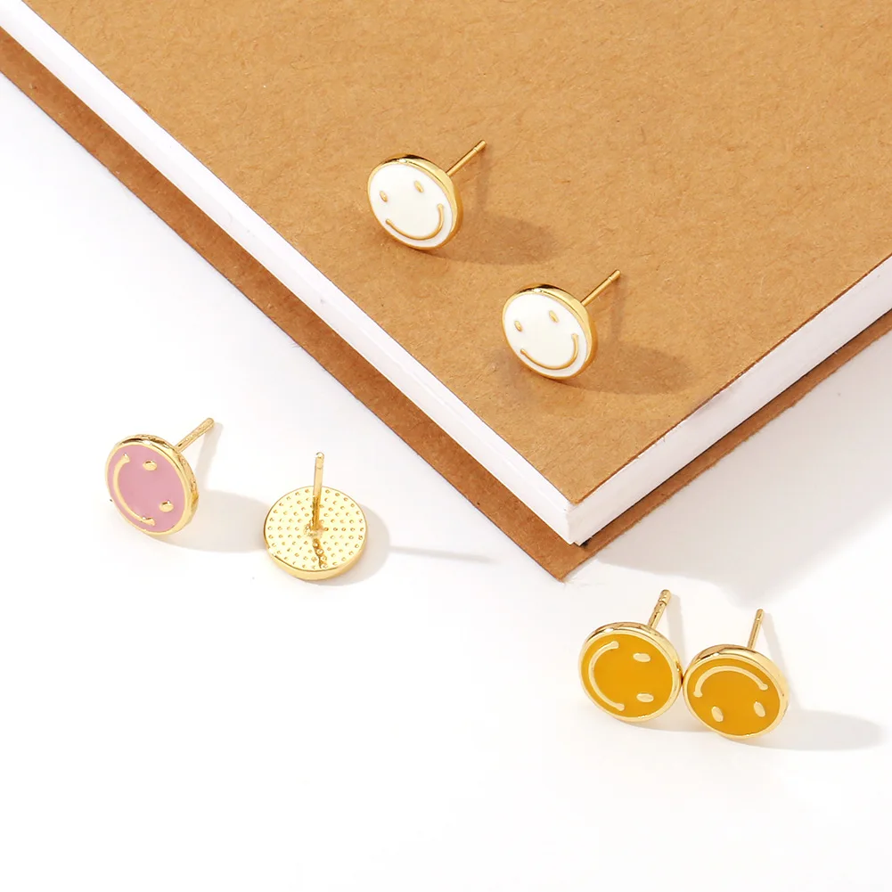 Женские позолоченные серьги-гвоздики Счастливая Улыбка 18 к |