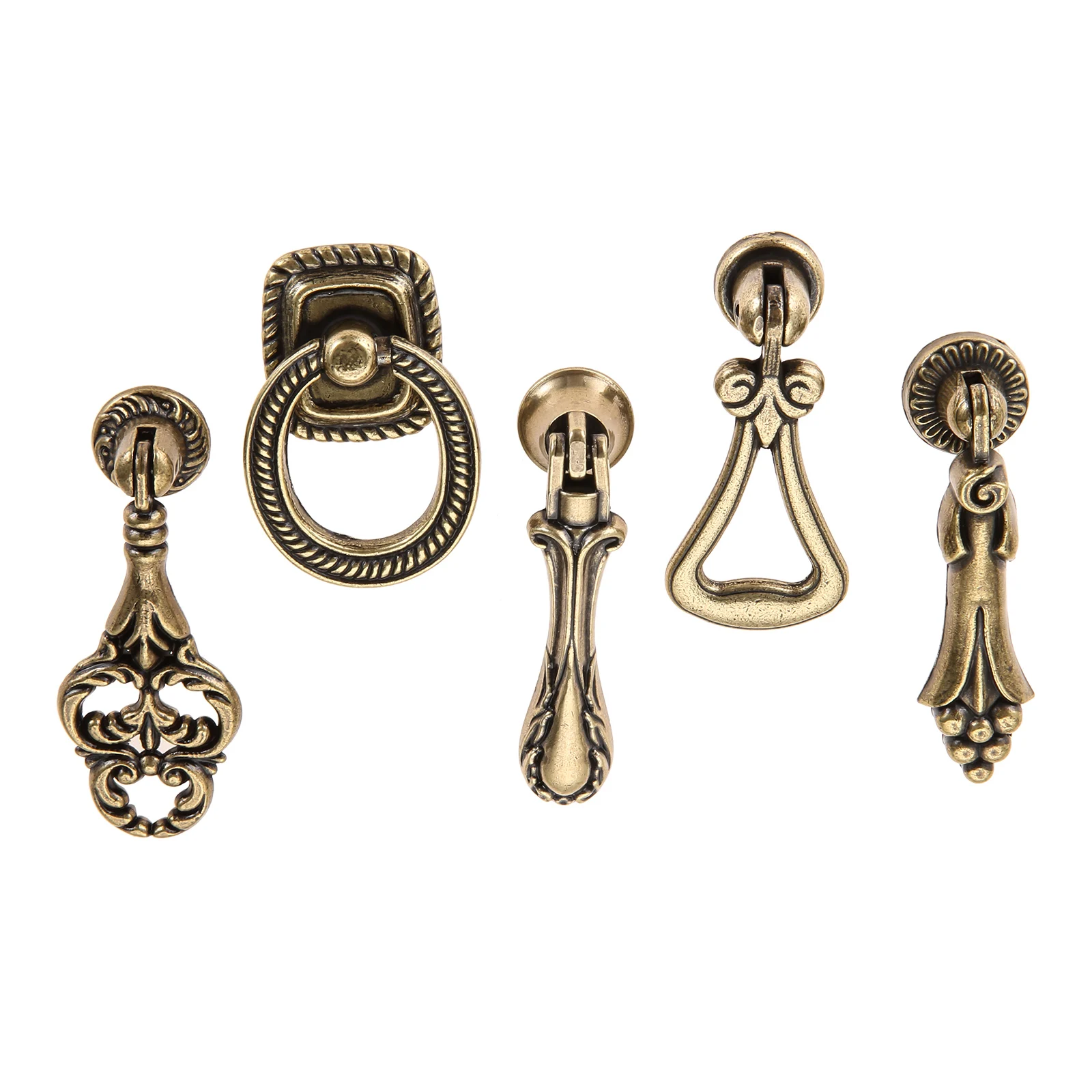 

1 pc Retro Style konb Drop Pendant Antique Bronze Drawer Brass Drop Ring Knob Pull for TV cabinet Cupboard Dresser European