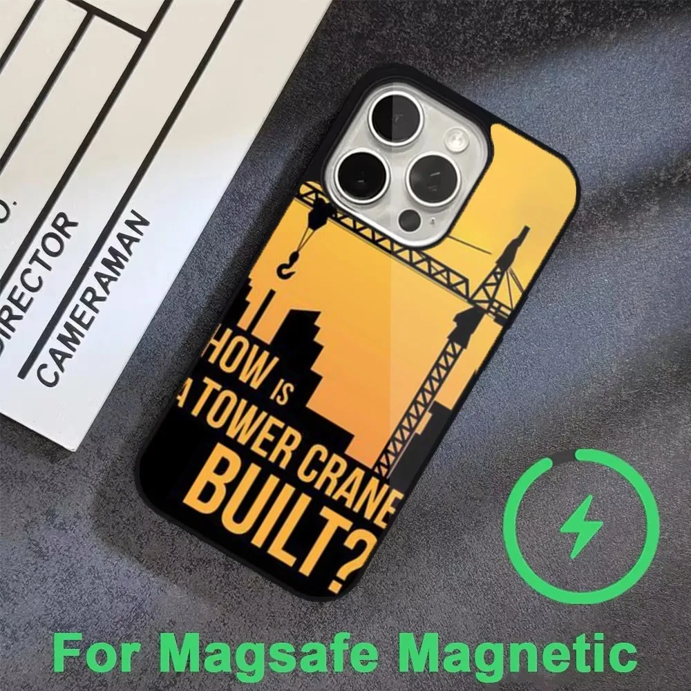 Чехол для телефона D-derrick с подъемным краном iPhone 16 15 14 13 12 11 Pro Max Plus Mini Magsafe Магнитный