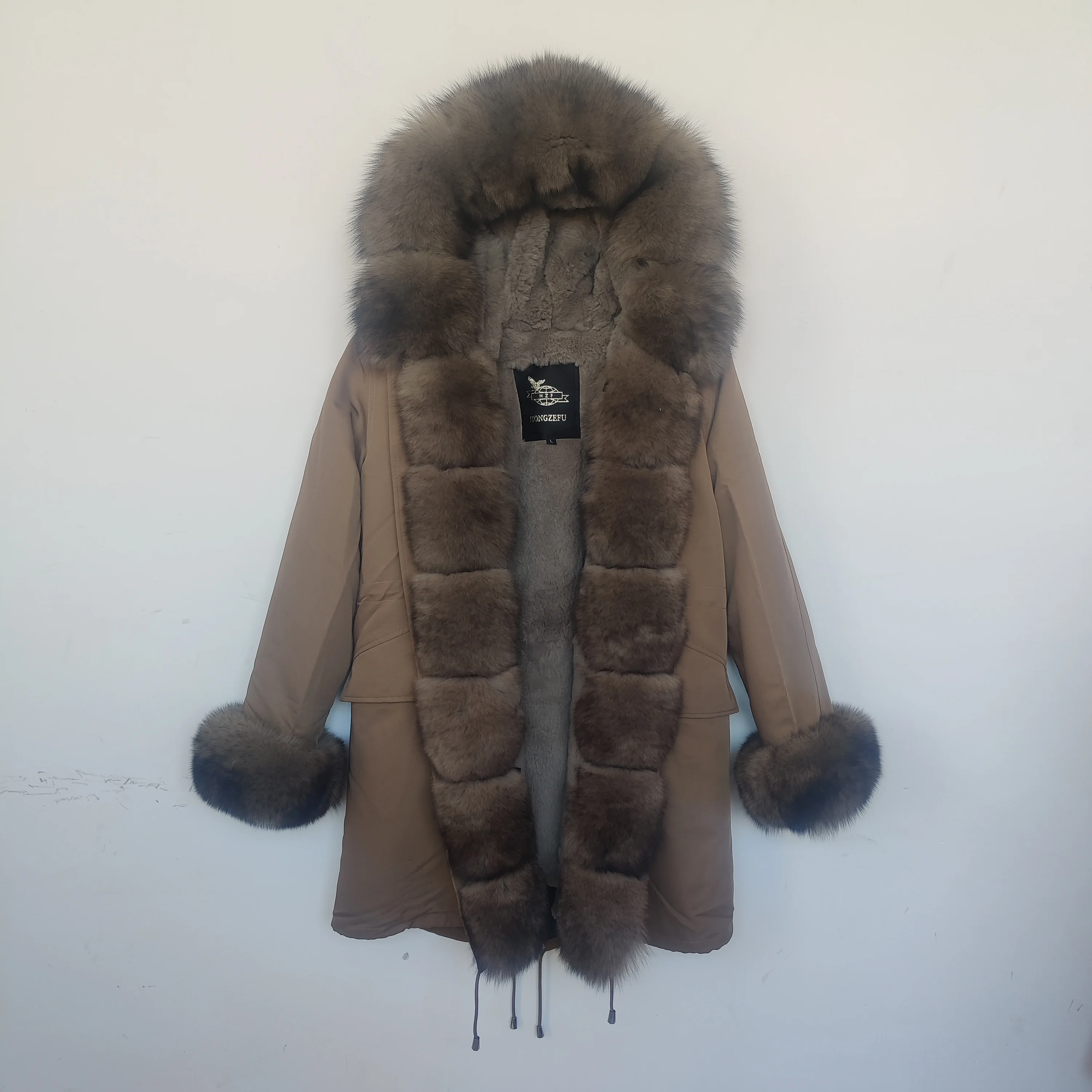 Real Fur jackets, natural Fox Fur collar, Rabbit fur lining,lucky Beizru coat Winter warm commuter wind waterproof ladies parkas