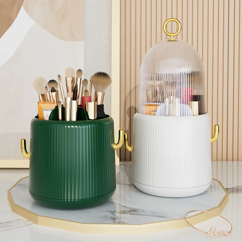 

360° Rotating Makeup Brush Holder Makeup Organizer for Cosmetics Portable Desktop Storage Box Lipstick Pencil Storage Container