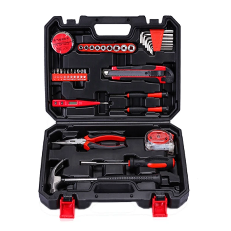 

36Pcs Universal Hand Tool Kit Household Repair Tool Set With Plastic Toolbox For Home Garage Apartment Dorm Maintenance