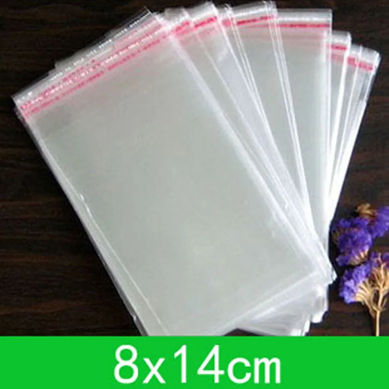 

1000pcs 8x14cm Transparent Self Sealing Small Poly OPP Plastic Bags Jewelry Gift Packing Adhesive Cookie Candy Packaging Bag