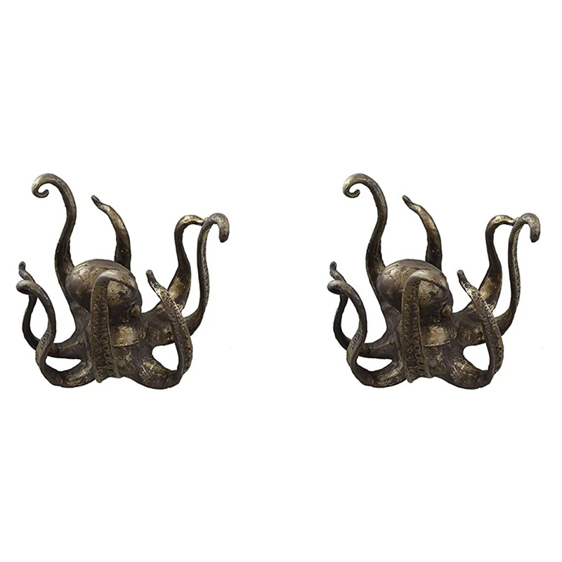 

2X Octopus Coffee Mug Holder Mug Holder Pendant Tea Cup Holder Vintage-Style Resin Octopus Table Topper Statue Ornament