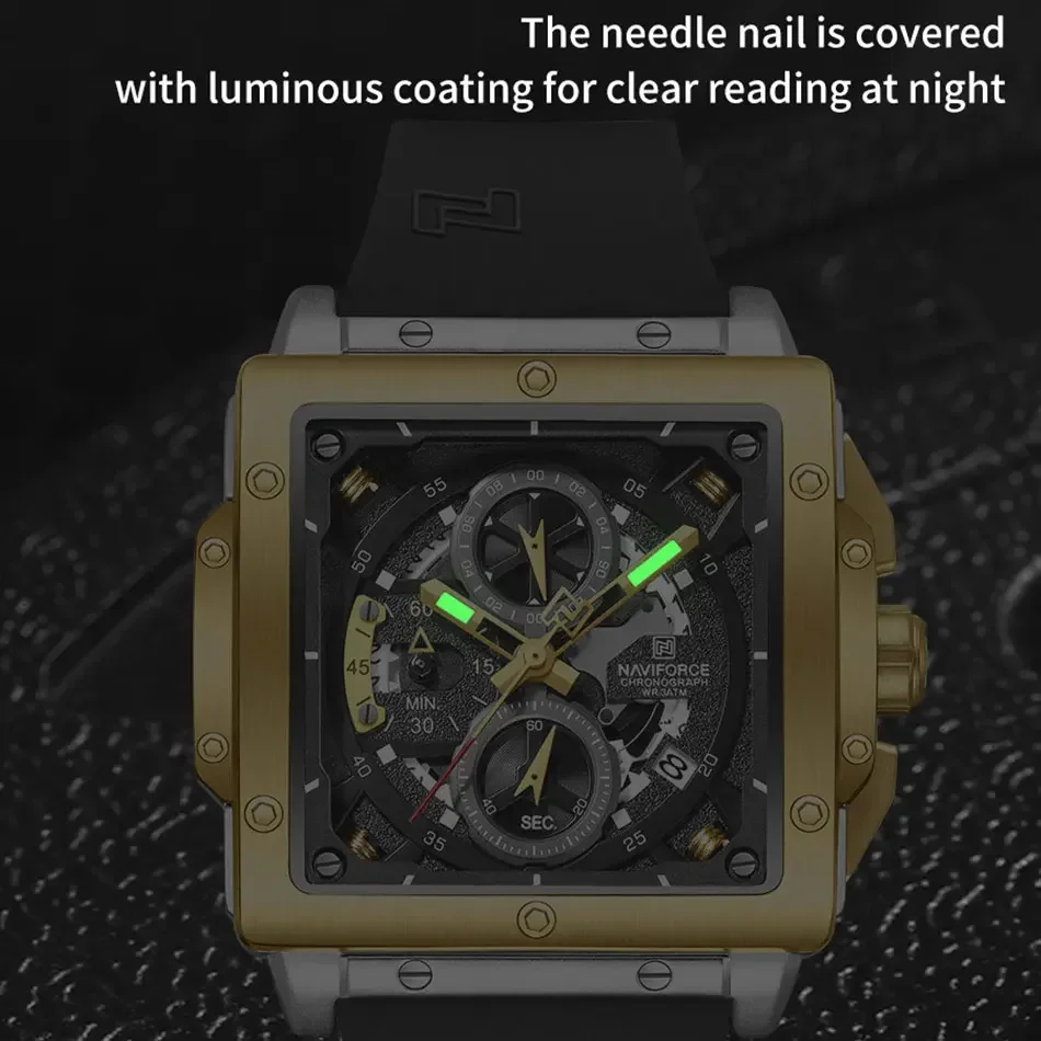 NAVIFORCE Роскошные мужские наручные часы водостойкие светящиеся с хронографом для