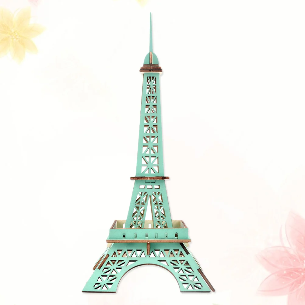 

3D Wooden Puzzle Wooden Architecture Building Puzzle Mechanical Model DIY Assembly Puzzle Jigsaw Ornament ( Green )