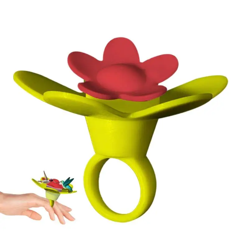 Rings Hummingbird Hand Feeder For Outdoors Flower Finger Mini Handheld Hummingbird Feeder Humming Bird Feeder