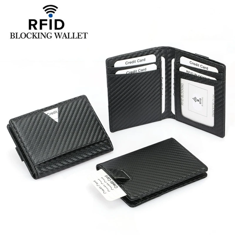 

Повседневный чехол с отделением для кредитных карт и RFID-блокировкой для мужчин и женщин, кошелек из углеродного волокна, чехол для удостоверения личности, деловые кошельки, кошелек
