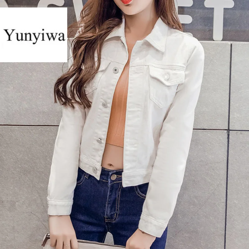 Новинка зимняя Облегающая джинсовая куртка с длинным рукавом белый черный Топ