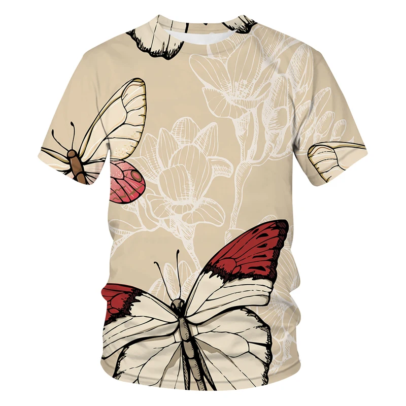 

2021 New Men/women summer new floral T-shirt fashion 3D printing Cartoon Butterfly T shirt short sleeved shirt funny streetwear