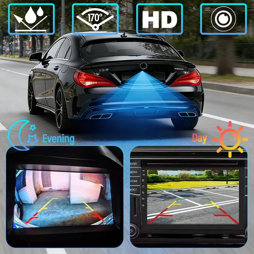 Фото CCD HD 170 °   Камера заднего вида Fisheye для Volkswagen Polo Hatchback MK5 2009-2017, автомобильный монитор №5