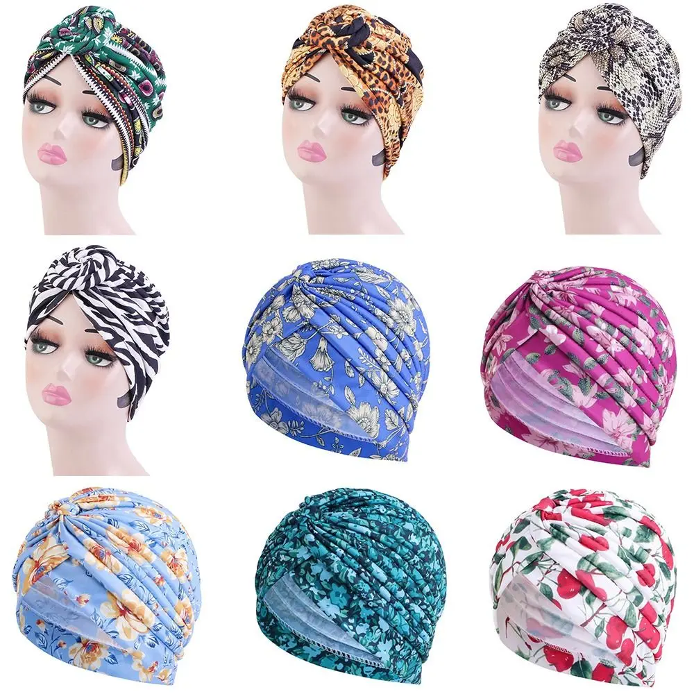 

Sleep Caps Beanies Headwrap Men Women Women National Wind Chemotherapy Hat Floral Print Turban Cotton Hat Bandana