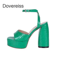 dovereiss 2022 fashion block heels sandals green white womens shoes summer chunky heels platform waterproof sexy party shoes 42