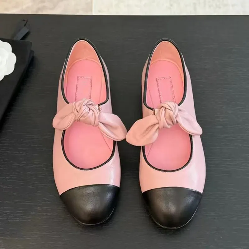 Звездный стиль модные разноцветные женские балетки Мэри Джейн с бантом