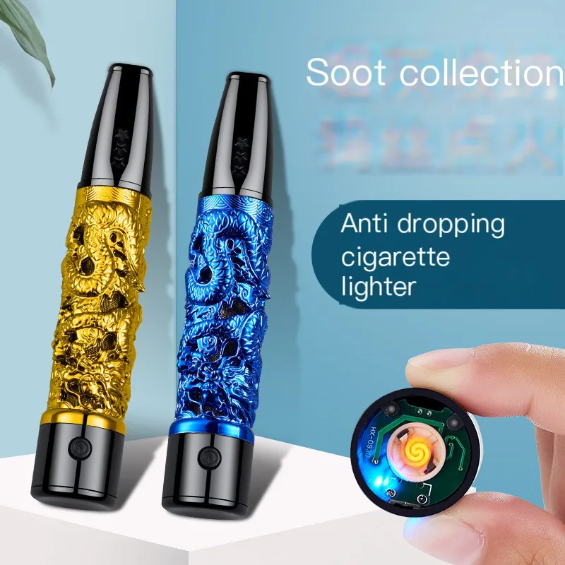 Фото USB-запальничка Dragon Column с коллектором пепла и сигаретным фильтром — портативный аксессуар для защиты от грязного курения (вольфрамовая катушка) 2026 №1