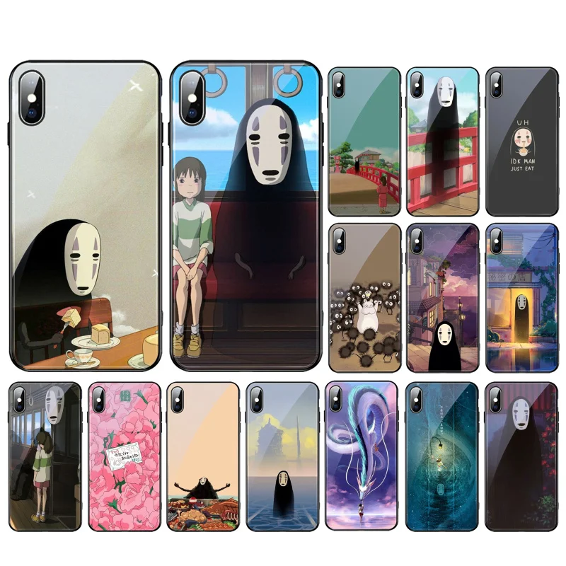 

Spirited Away Studio ghibli No Face Glass phone case For iphone 15 14 13 Pro Max 12 11 Pro Max XS Mobile Phone Case Funda