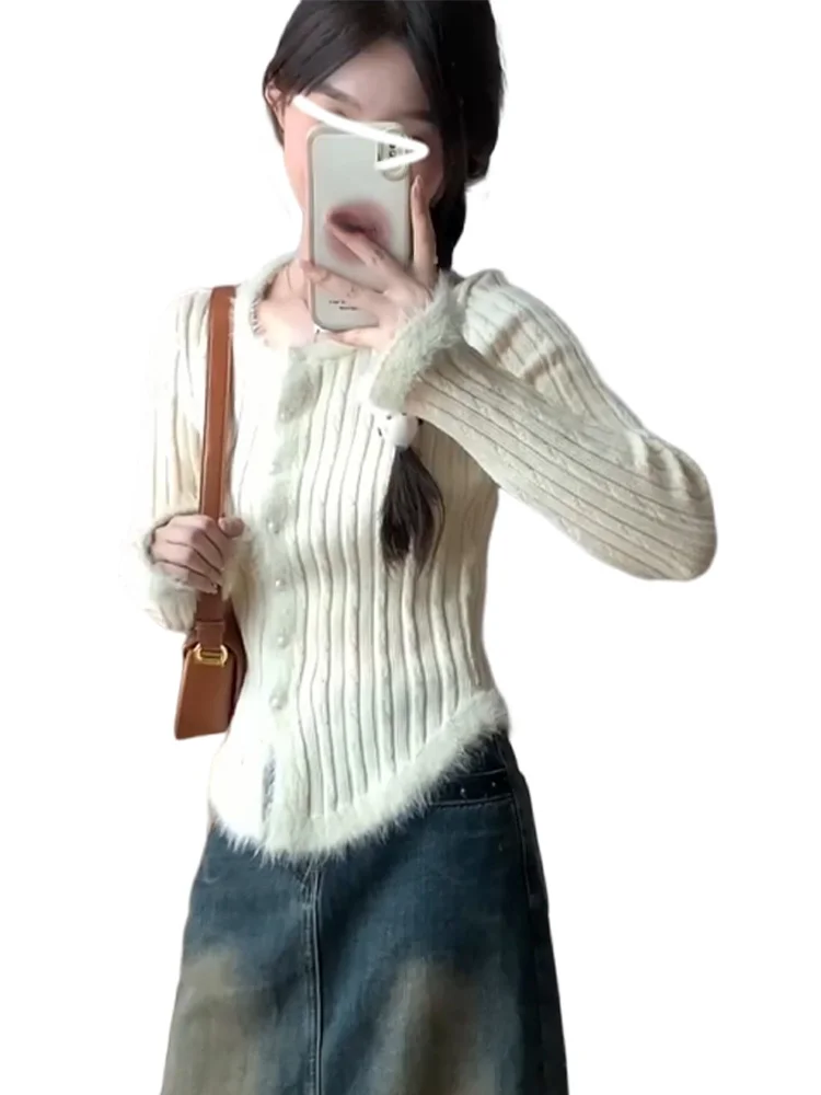 Маленький короткий вязаный кардиган свитер для женщин осень и зима 2024 новая