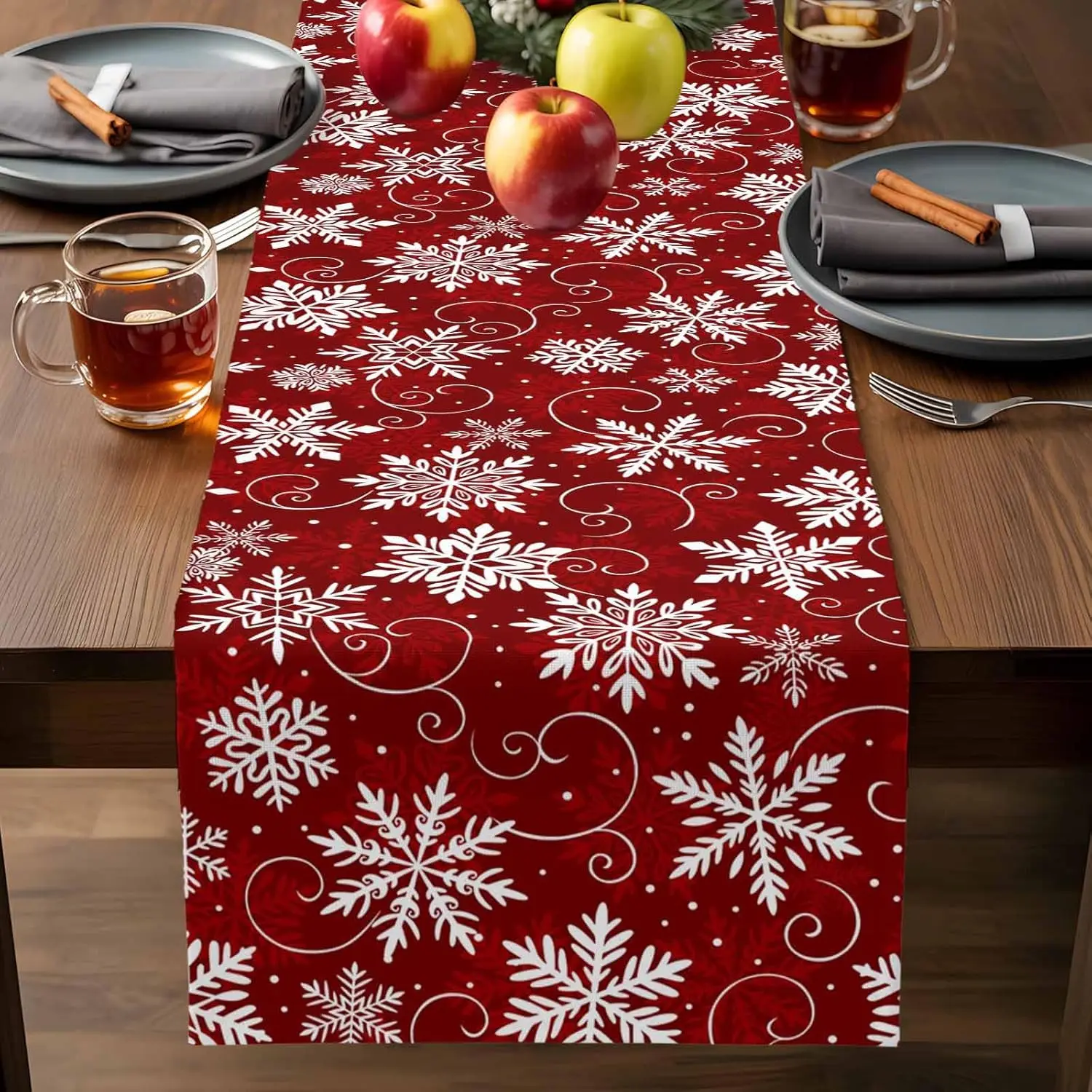 

Льняная дорожка для стола Merry Christmas Snowflakes