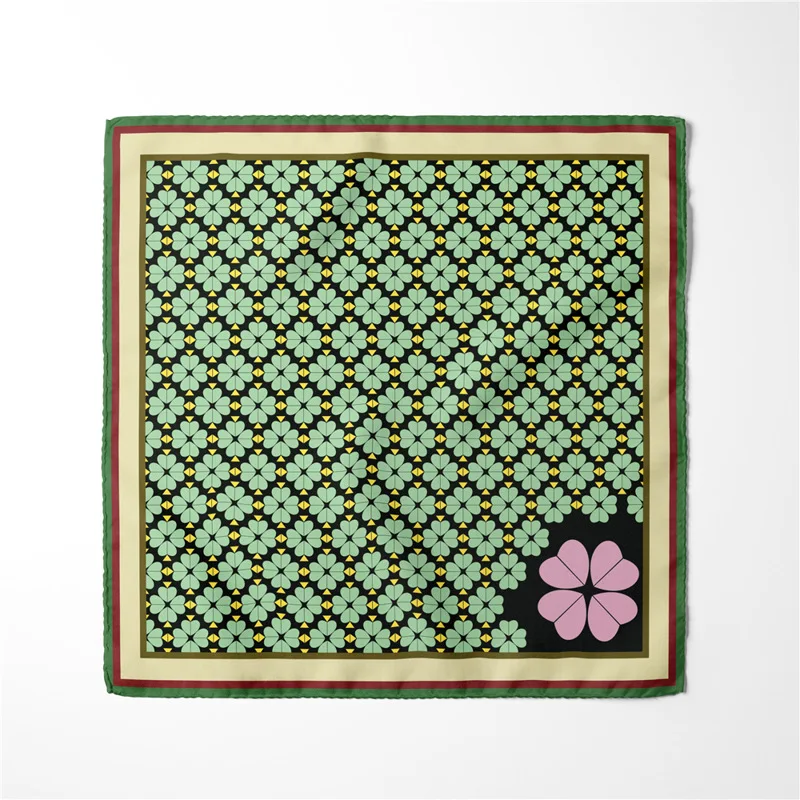 

53cm Geometric Elements Silk Scarves Women Spring Summer Square Scarf Neckerchief For Ladies Bandanna Kerchief Scarf Women Scarf