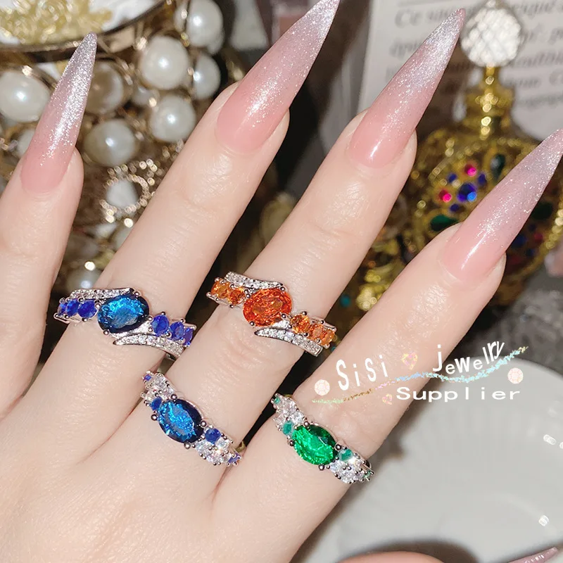 Оригинальный дизайн модные ювелирные изделия циркониевое синее кольцо с