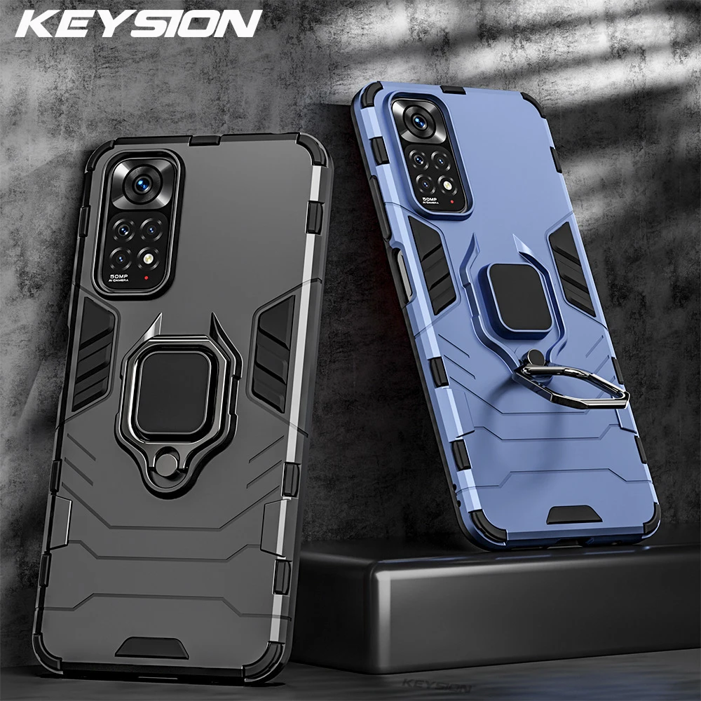 

KEYSION Shockproof Case for Xiaomi Redmi Note 11 11S Global Ring Stand Bumper Phone Back Cover for Redmi Note 10 11T 11 Pro 5G