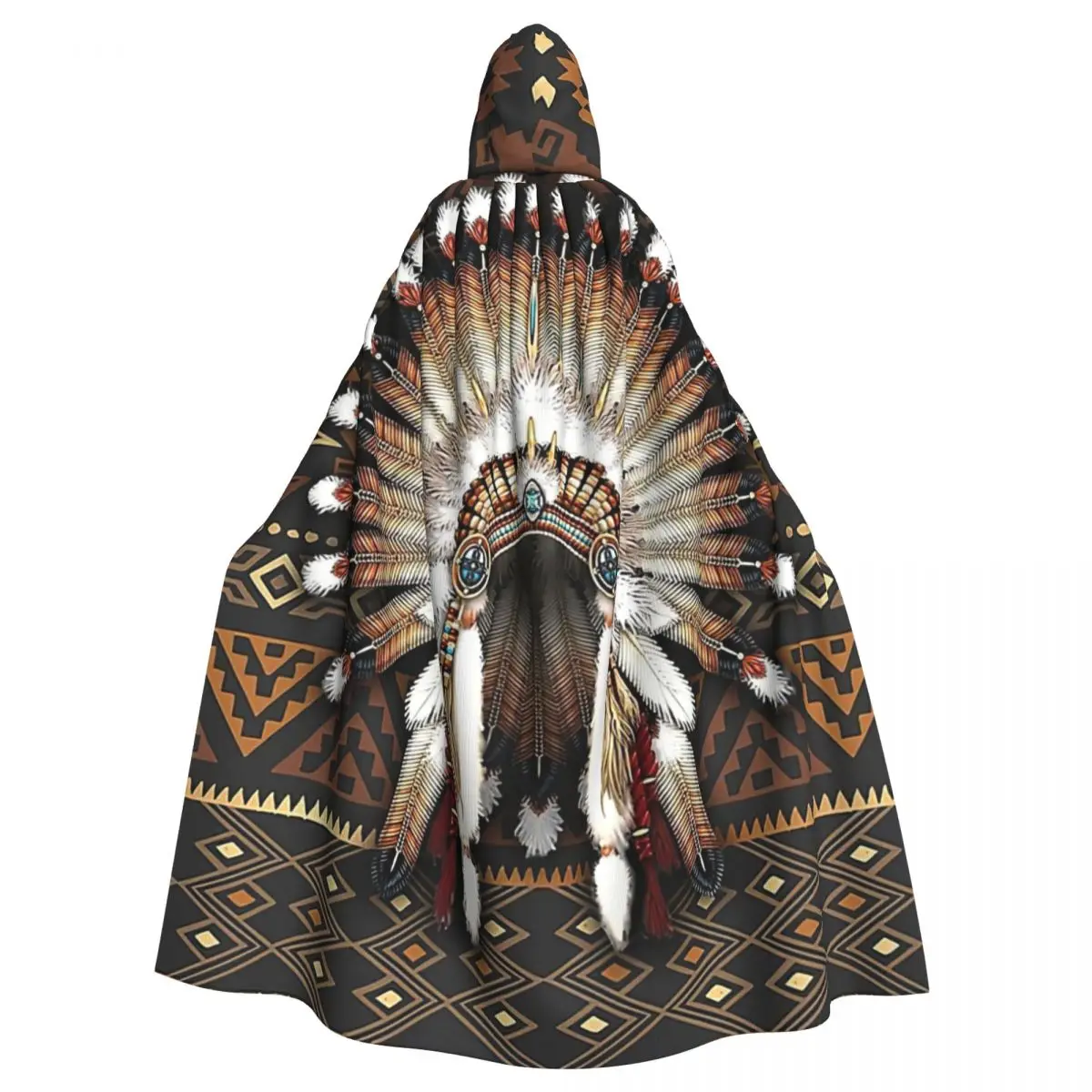 

Native American Headdress African Eagle Tribal Hooded Cloak Halloween Party Cosplay Woman Men Adult Long Witchcraft Robe Hood