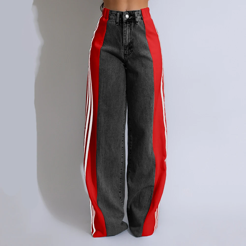 Новые летние уличные джинсовые брюки модные эластичные с высокой талией в три