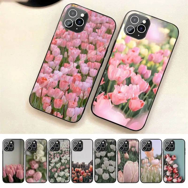 

Beautiful Tulips Phone Case For Iphone 7 8 Plus X Xr Xs 11 12 13 Se2020 Mini 14 Pro Max Tempered Glass Fundas
