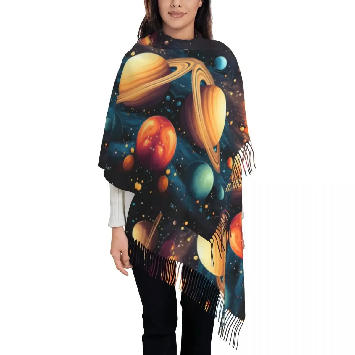 Шарф унисекс с длинной кисточкой осенний 2024