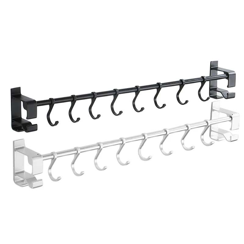 

1Pcs Multifunctional Wall-Mounted Rack Shelf Free Punch Hanging Aluminum Rod Removable Hook Kitchen Hanging Rod