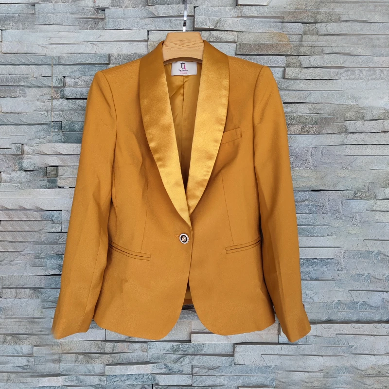

Customized Men's Korean Slim Fit Yellow Suit Coat Dress Wedding