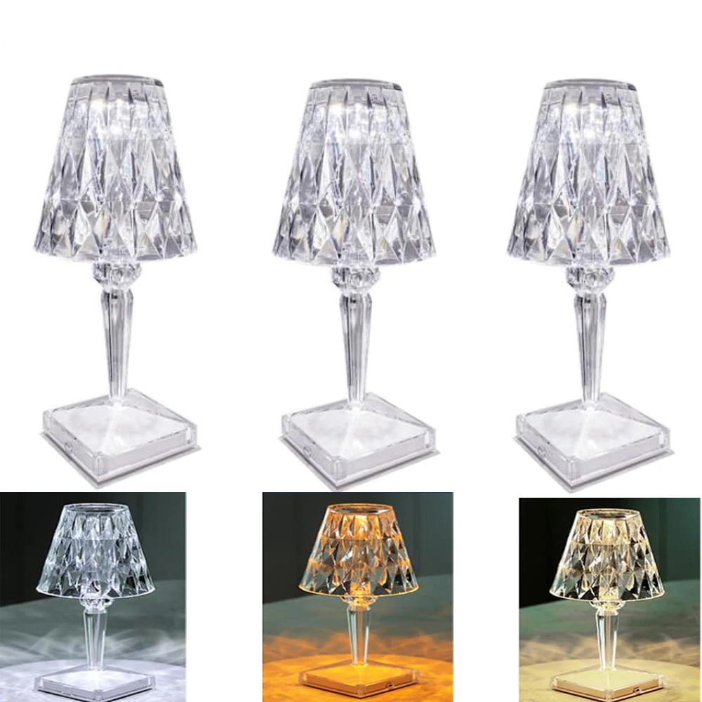 Z20 Diamond Table Lamp Acrylic Decoration Desk Lamps For Bedroom Bedside Bar Crystal Lighting Fixtures Gift LED Night Light