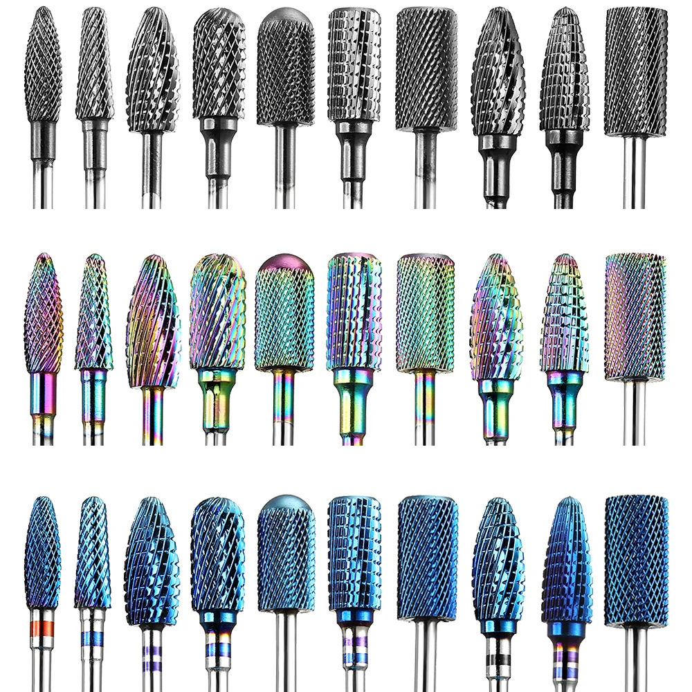 Rainbow Tungsten Carbide Nail Drill Bits Milling Cutter For Manicure Burr Remove Skin Rotary Gel Electric Manicure Art Drill Bit