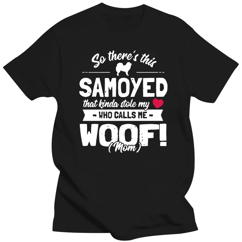 

Knitted Funny T Shirt Man Hilarious Awesome Boy Girl Samoyed Mom Cute Dog Owner Gift Woof! Saying T-Shirts Clothing