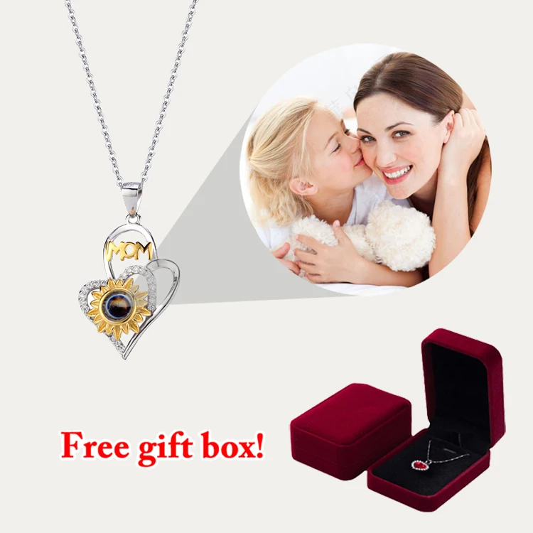 S925 Custom Photo Projection Necklace For Mother Wife Birthday Gifts 2023 New In Trendy Charm Zircon Flower Heart Accessories