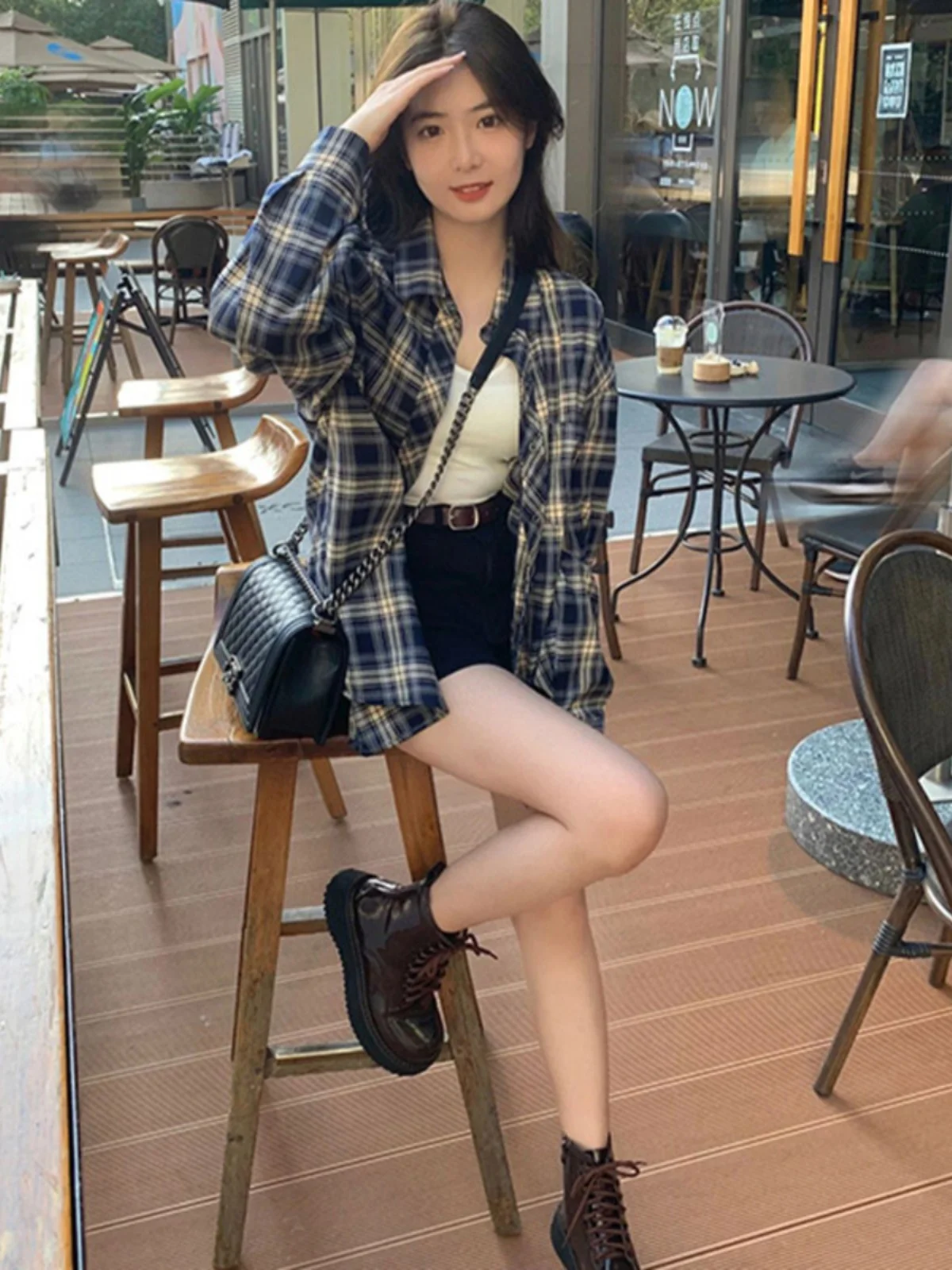 45 маленьких 50 см Power Wear клетчатые рубашки Верхняя одежда Ретро Американская