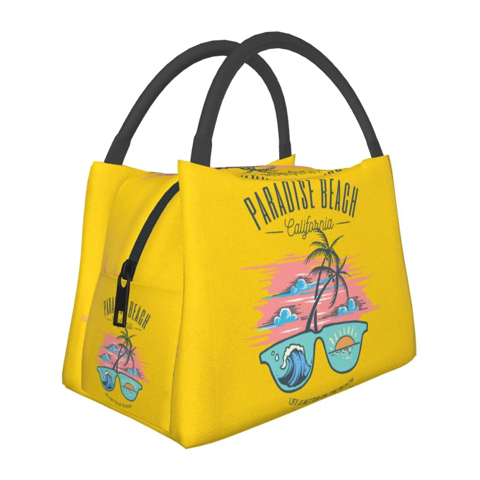 Beach Lunch Bag for Kids Men Women Yellow Color Lunch Box Bag for Outdoor School Picnic Work Bento One Size