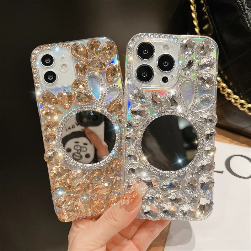 

Роскошный брендовый зеркальный чехол со стразами и блестками для телефона IPhone 14 13 12 11 Pro Max XR XS X 7 8 Plus SE 2020 Mini Женский чехол
